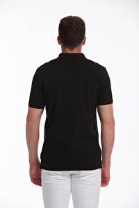 Siyah Regular Fit %100 Pamuk Polo Yaka Tişört | XL