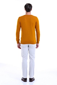 Safran Bisiklet Yaka Regular Fit Triko Kazak | L