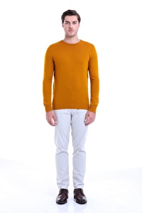Safran Bisiklet Yaka Regular Fit Triko Kazak | L