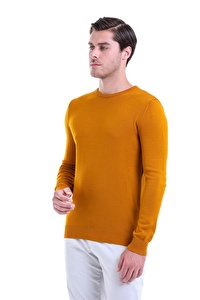 Safran Bisiklet Yaka Regular Fit Triko Kazak | L