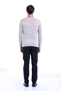 Bej Bisiklet Yaka Regular Fit Triko Kazak | S