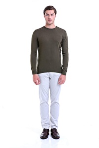 Yeşil Bisiklet Yaka Regular Fit Triko Kazak | L