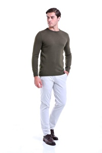 Yeşil Bisiklet Yaka Regular Fit Triko Kazak | L