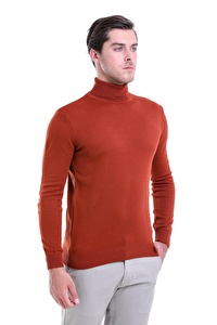 Kremit Balıkçı Yaka Regular Fit Triko Kazak | L