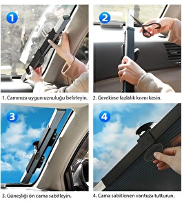 Araç Oto Güneşlik Katlanır Akordiyon Ön Cam Güneşlik 70cm-135cm