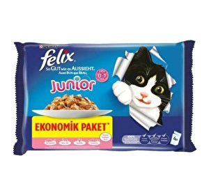 Felix Sığır Etli ve Tavuklu Yavru Kedi Maması 85 Gr. x 4 Adet