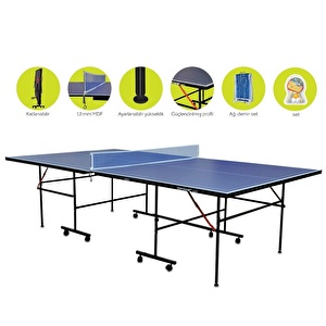 Dynamic Sport 12mm Katlanabilir Masa Tenisi Masası - 2 Raket 3 Top ve Ağ & Demir Set Hediyeli