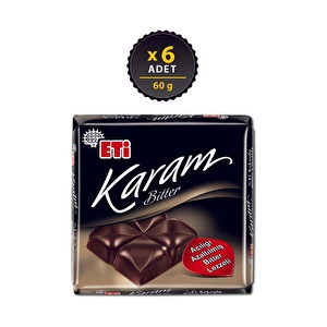 Eti Karam %45 Kakaolu Bitter Çikolata 60 g x 6 Adet