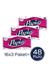 Papia 3 Katlı Tuvalet Kağıdı 16 lı x 3 Paket (48 Rulo)