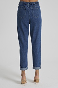 Gwen Koyu Mavi Normal Bel Beli Lastikli Regular Tapered Jean Pantolon C 4667-008