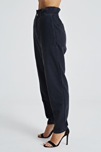 Ariana Siyah Beli Lastikli Baggy Mom Fit Pantolon C 4525-032