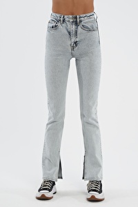 Asit Yıkamalı Açık Mavi Slim Straight Paçası Yırtmaçlı Jean Pantolon C 4556-008