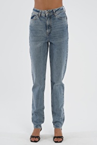 Ariana Açık Mavi Yüksek Bel Mom Fit Fermuarlı Jean Pantolon C 4525-064