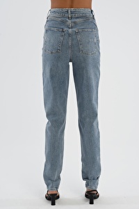 Ariana Açık Mavi Yüksek Bel Mom Fit Fermuarlı Jean Pantolon C 4525-064