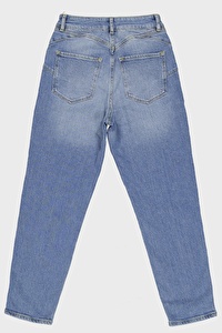 Ariana Açık Mavi Yüksek Bel Mom Fit Fermuarlı Jean Pantolon C 4525-070