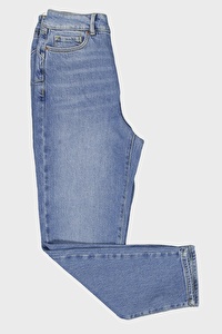 Ariana Açık Mavi Yüksek Bel Mom Fit Fermuarlı Jean Pantolon C 4525-070