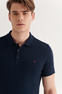 Avva Erkek %100 Pamuk Lacivert Polo Yaka Düz Sweatshirt E001003