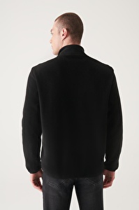 Avva Erkek Siyah Içi Ve Disi Polarli Yarim Fermuarli Dik Yaka Regular Fit Polar Sweatshirt E001068