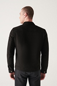 Avva Erkek Siyah Dik Yaka Comfort Fit Suni Süet Mont E006002
