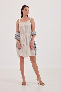 Taş Rengi & More Charlotte Kolsuz Kupro Elbise | XL