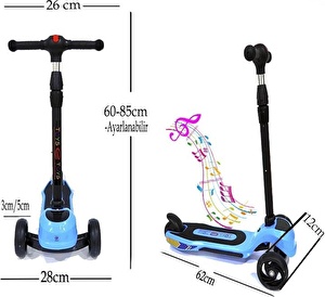 Toys e Toys Toysetoys Müzikli ve LED Işıklı Büyük Üç Teker ve Işıklı Gövdeli Çocuk Scooter