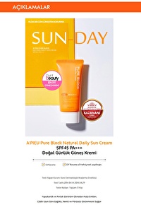 Yapışkan His Bırakmayan Güneş Koruyucu SPF45/PA++ 50ml APIEU Pure Block Daily Sun Cream