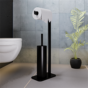 Black Tall Tuvalet Kağıtlığı ve Tuvalet Fırçalığı
