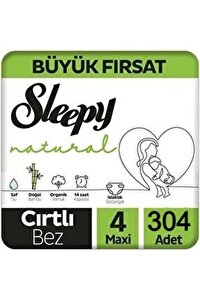 Sleepy Natural Büyük Fırsat Paketi Bebek Bezi 4 Numara Maxi 304 Adet