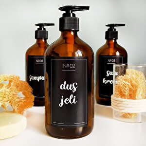 Sıcak Atölye - Amber Cam Şişe - 2'li Banyo Seti - 500 ML. - Şampuan ve Duş Jeli
