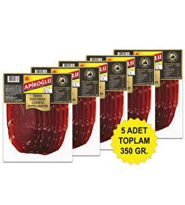 ÇEMENİ SIYRILMIŞ DİLİMLİ DANA PASTIRMA 70 GR. BEŞLİ PAKET (TOPLAM 350 GR.)