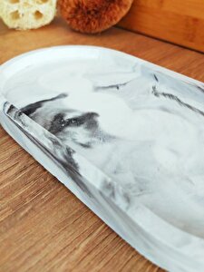Sıcak Atölye - Amber Şişe Sabun Deterjan Seti - El Yapımı Oval Beton Altlık - 3 Parça