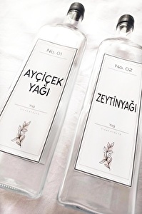 Sıcak Atölye - Yağdanlık 2'li - 1000 ml. Zeytinyağı ve Sıvı yağ Şişesi - Cam - 2 Çeşit Kapak