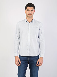  Modern Fit Shirt Neck Erkek Beyaz Uzun Kol Gömlek