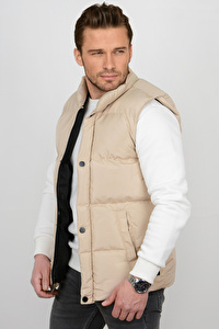 Erkek Crozvise Slim Fit Şişme Yelek Bej KF03