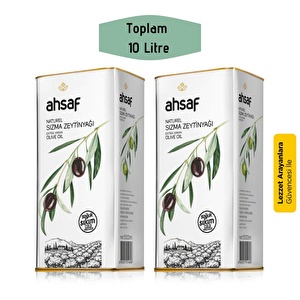 Ahsaf Soğuk Sıkım Natürel Sızma Zeytinyağı 5L -Teneke (2'li Ekonomik Paket)