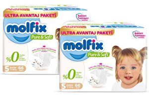 Molfix Pure&Soft Bebek Bezi 5 Beden Ultra Fırsat Paketi 66x2 Adet