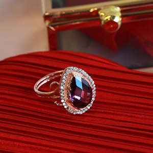 Ametis Taşlı Damla Prenses Model Rose Gold Kaplama Gümüş Yüzük