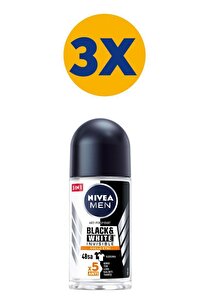 Nivea Men Black & Whıte Invısıble Güçlü Etki Erkek Roll On Deodorant 50 Ml X3