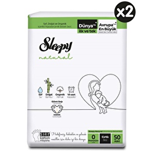 Sleepy Natural Aylık Paket Bebek Bezi 0 Numara Prematüre 100 Adet