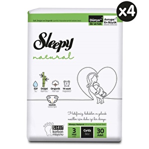Sleepy Natural Aylık Paket Bebek Bezi 3 Numara Midi 120 Adet