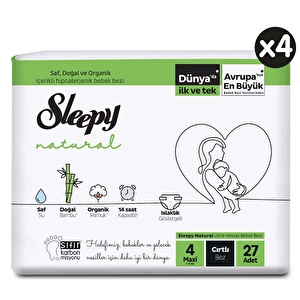 Sleepy Natural Aylık Paket Bebek Bezi 4 Numara Maxi 108 Adet