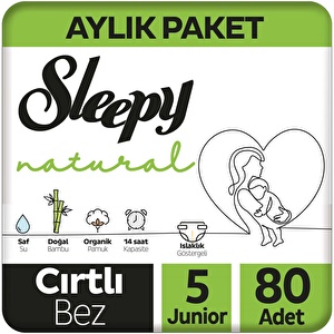Sleepy Natural Aylık Paket Bebek Bezi 5 Numara Junior 80 Adet