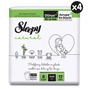 Sleepy Natural Aylık Paket Bebek Bezi 6 Numara Xlarge 68 Adet