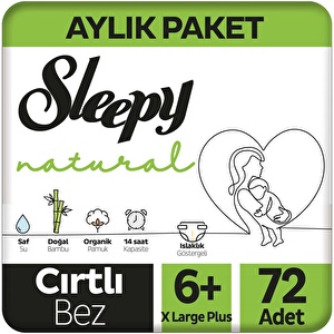 Sleepy Natural Aylık Paket Bebek Bezi 6+ Numara Xlarge Plus 72 Adet