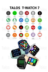Watch 7 Akıllı Saat Kablosuz Şarj 2 Tuş Aktif Ios Android Tüm Telefonlara Uyumlu