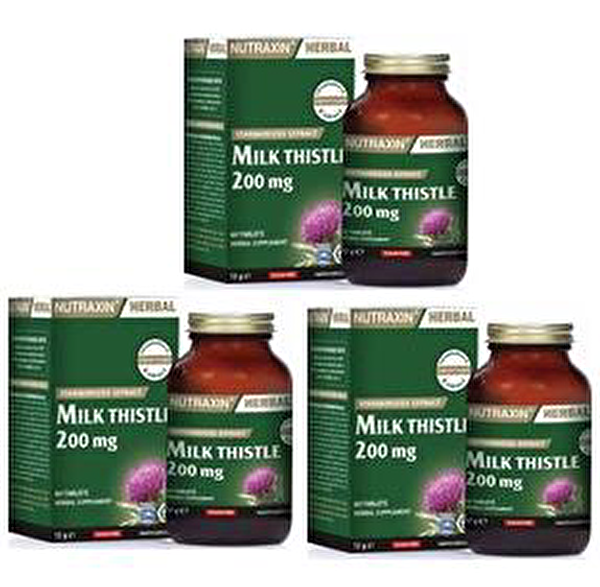 NUTRAXİN HERBAL MİLK THİSTLE 200MG 60 TABLET x 3 ADET Fiyatları ve