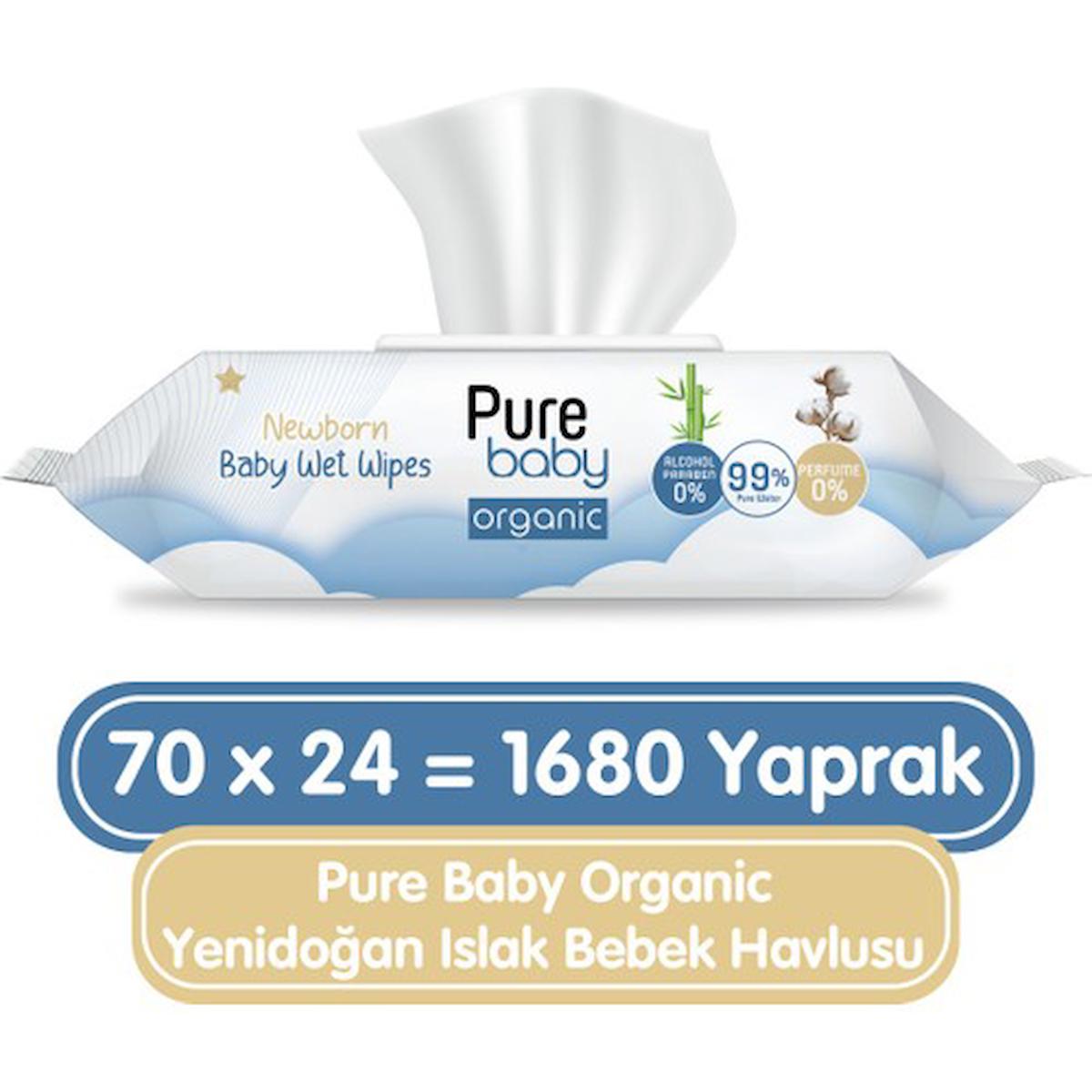 Pure Baby Organic Yenidoğan Islak Havlu 24X70 (1680 Yaprak)