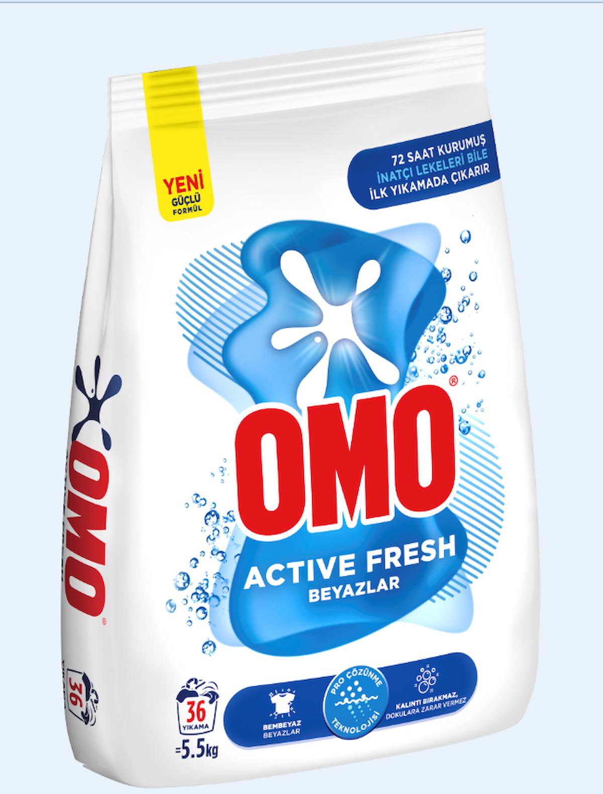 Omo Active Fresh Beyazlar İçin Toz Çamaşır Deterjanı 5.5 kg 36 Yıkama