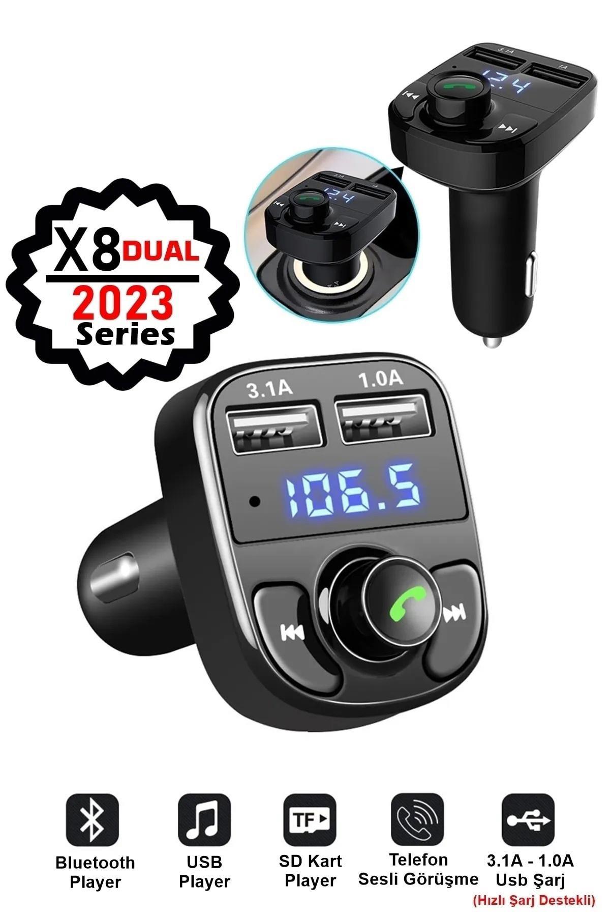 Car X8 Araç Fm Transmitter 5.0 Bluetooth Araç Kiti Usb Mp3 Sd Kart Çakmaklık Girişli Araba Oto Teyp CAR-2023PRO-YENİ
