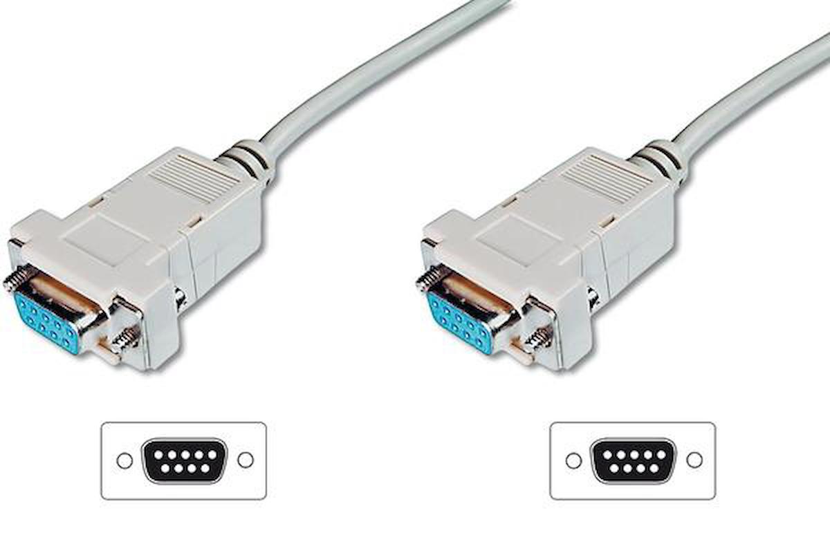 Digitus AK-610100-018-E 1.8 Mt DB9 to DB9 Dişi-Dişi Bej Zero Modem Kablosu